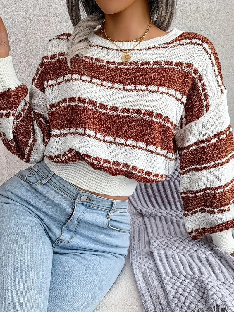 Striped Knit Neck Sweater