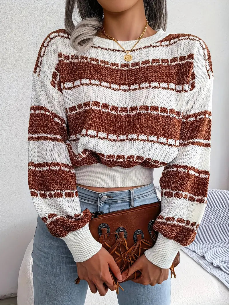 Striped Knit Neck Sweater