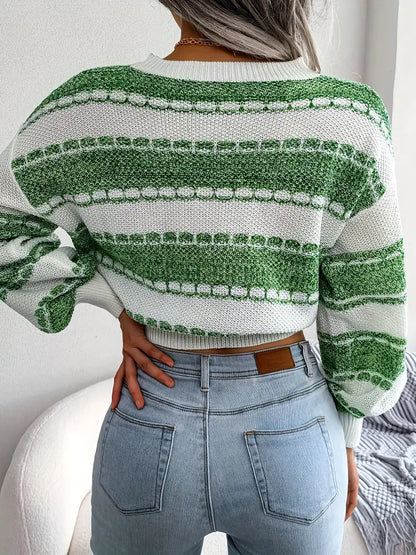 Striped Knit Neck Sweater