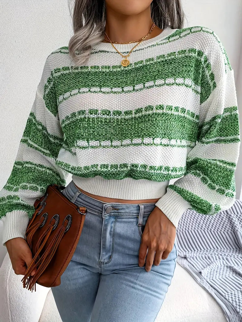 Striped Knit Neck Sweater