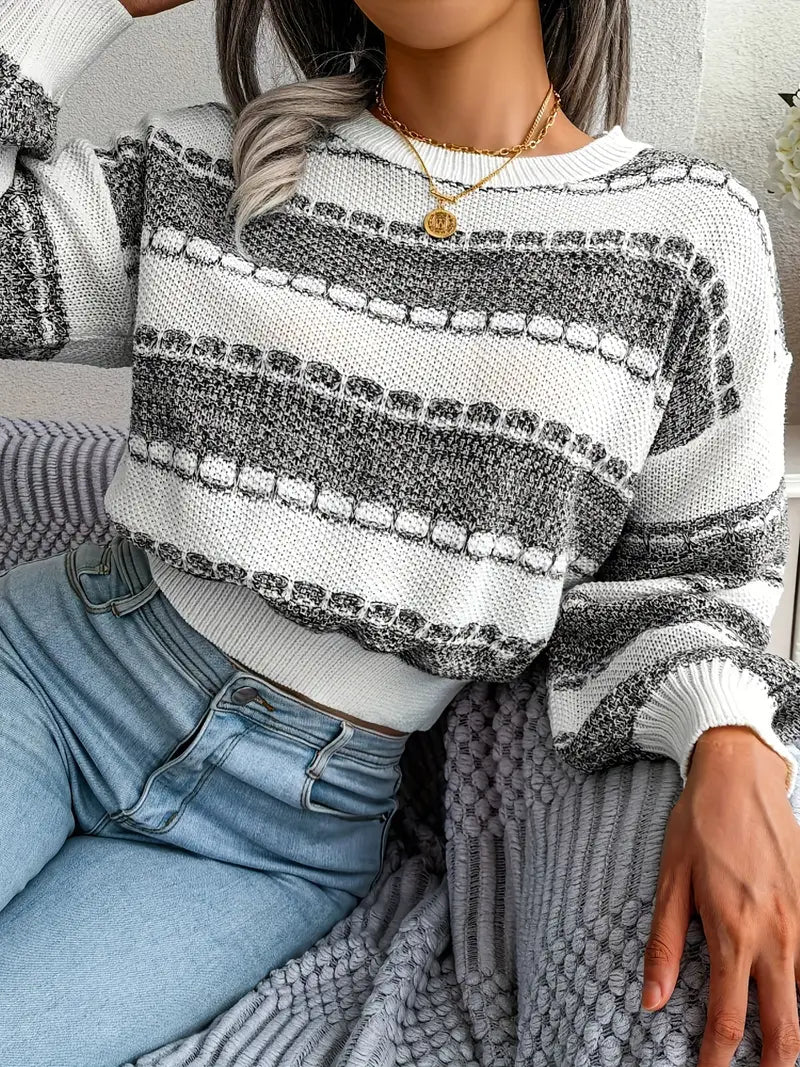 Striped Knit Neck Sweater