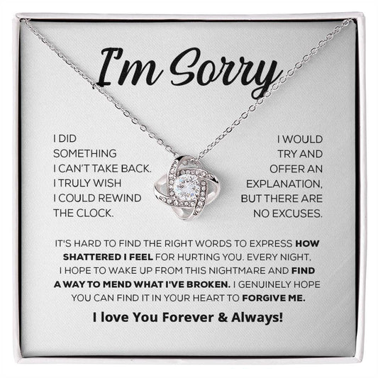 Apology Gift For Her - It's Hard To Find The Words - Love Knot Necklace