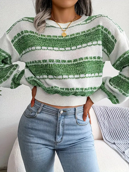 Striped Knit Neck Sweater