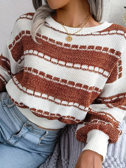 Striped Knit Neck Sweater