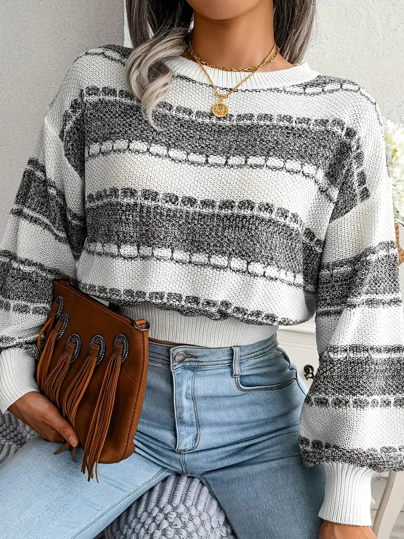 Striped Knit Neck Sweater