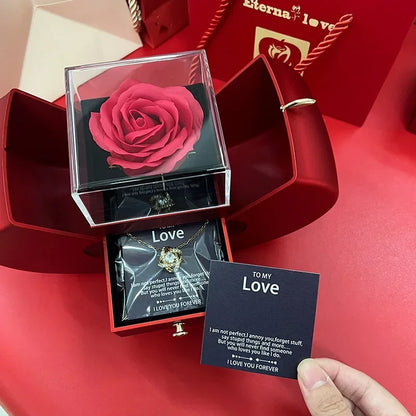 To My Love - I Love You Forever - Eternal Rose Box with Knot Necklace