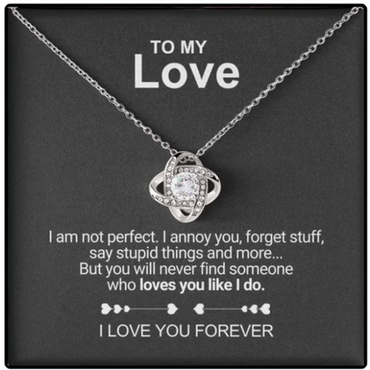 To My Love - I Love You Forever - Eternal Rose Box with Knot Necklace