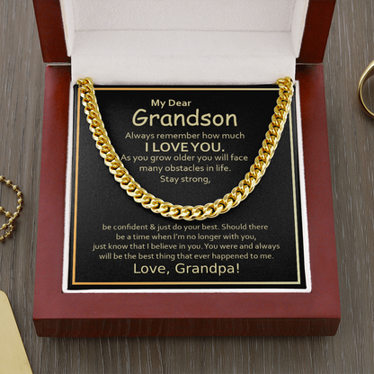 To My Grandson From Grandpa - Cuban Link Chain Necklace