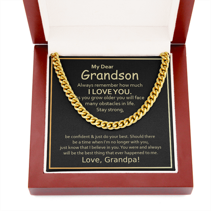 To My Grandson From Grandpa - Cuban Link Chain Necklace