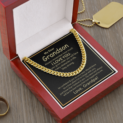 To My Grandson From Grandpa - Cuban Link Chain Necklace