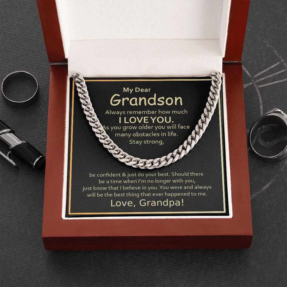 To My Grandson From Grandpa - Cuban Link Chain Necklace