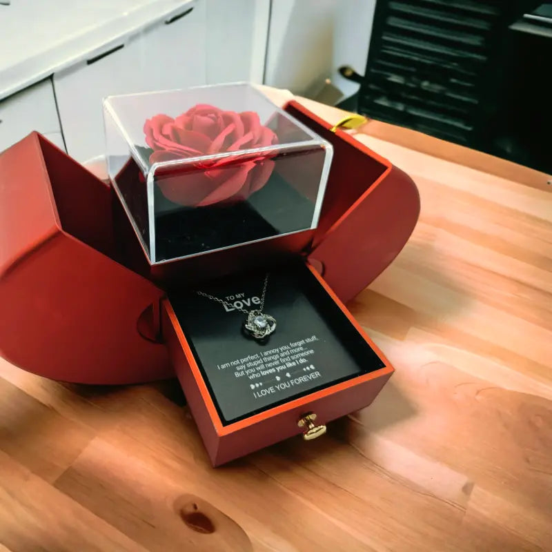 To My Love - I Love You Forever - Eternal Rose Box with Knot Necklace